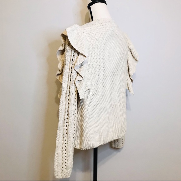 Universal Thread Open Cardigan Cable Knit Ruffle Sweater Size Medium - Picture 9 of 14